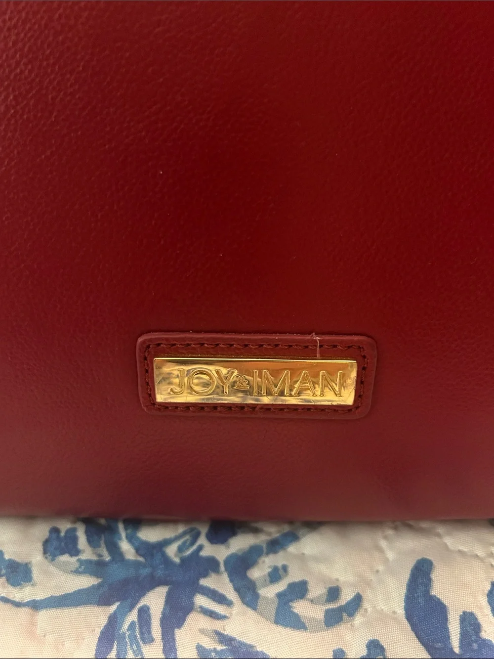 Joy & Iman Burgundy Dome Satchel with Gold Hardware